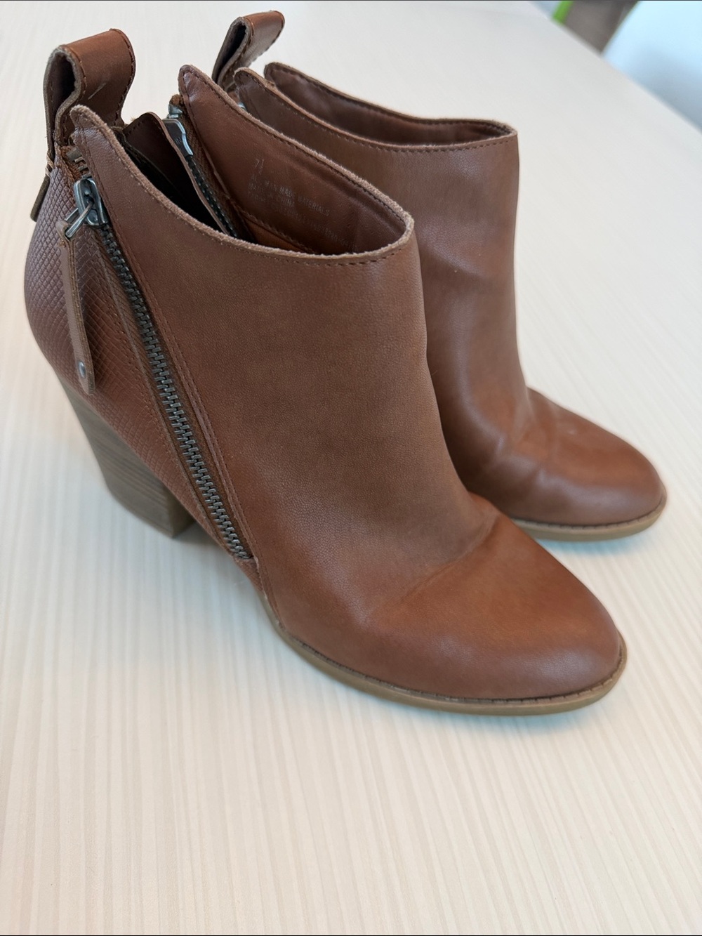 Dolce Vita Brown Leather Zip Ankle Booties